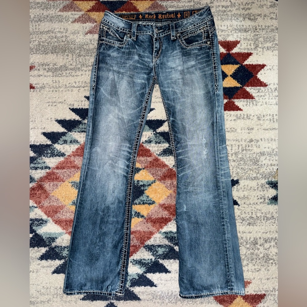 Rock Revival Women's Washed Blue Wide Leg Jeans